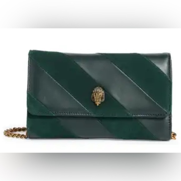 Kurt Geiger Handbags - Kurt Geiger NWT London Kensington Velvet & Leather Crossbody – Emerald Green 🌟